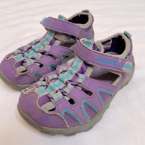 Merrell Purple & Teal Hydro Hiker Trail Shoe Waterproof Velcro Girls Size 11